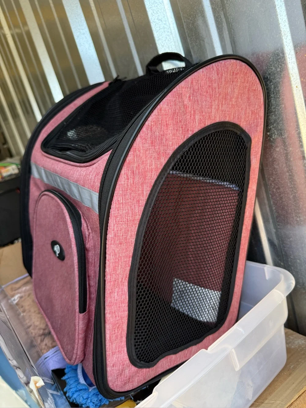 Pink Pet Carrier Backpack with Front Pocket adjustable straps